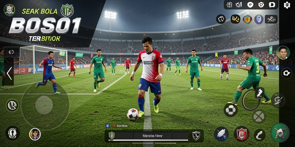 Tampilan gameplay mendebarkan dari pertandingan sepak bola di BOS01.