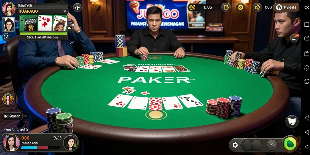 Gameplay Poker JUARAGO yang menegangkan dan seru.