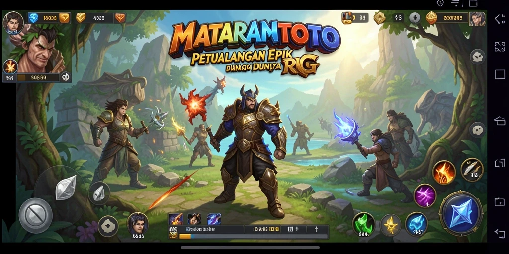 Tangkapan layar dari gameplay <strong>MATARAMTOTO</strong>, menampilkan pertempuran epik di dunia RPG.