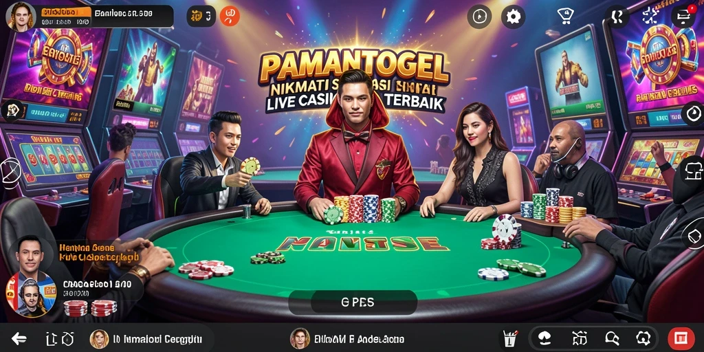 Screenshot gameplay PAMANTOGEL menampilkan dealer langsung di meja kasino.